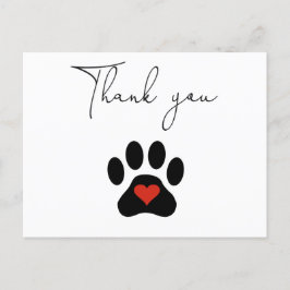 Postal Huella de perro personalizada Gracias 