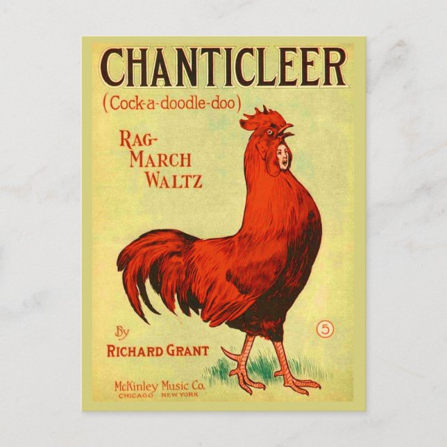Postal Huella musical de Chanticleer 1910 (Anverso)