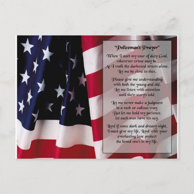 Postal huella negra de la oración de la policía (Anverso)