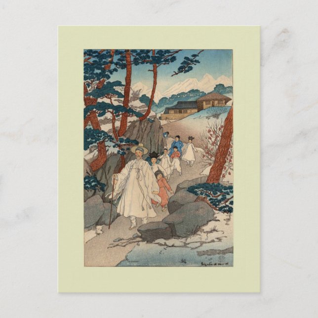 Postal Huella Woodblock por Elizabeth Keith (Anverso)