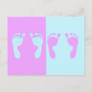 Postal Huellas de bebé (Chica/niños gemelos)