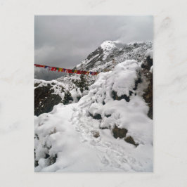Postal Huellas de nieve en la ruta de las montañas del Hi