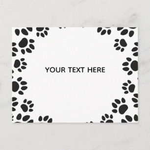 Postal Huellas de Perro en Blanco y Negro Personalizadas