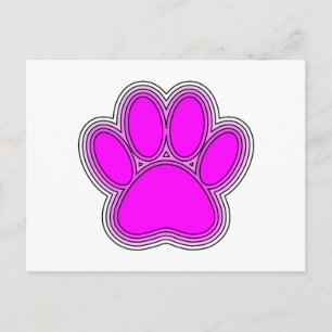 Postal Huellas De Perro En Rosa Con Contornos