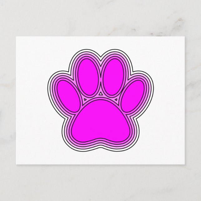 Postal Huellas De Perro En Rosa Con Contornos (Anverso)