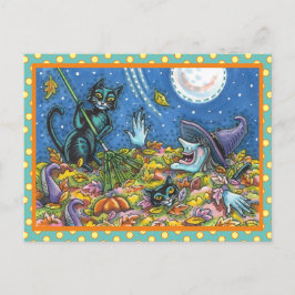 POSTAL HUELLAS DE RAKING DE GATOS BLANCOS Y NEGROS, FUNNY