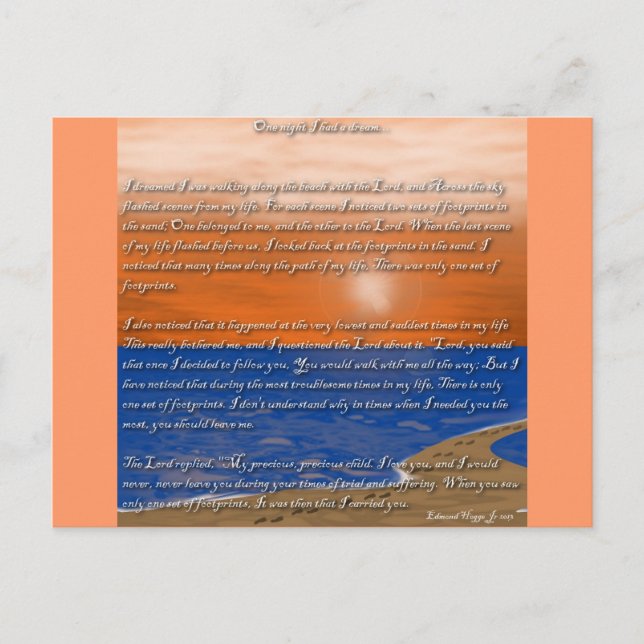 Postal Huellas en el poema de arena (Anverso)