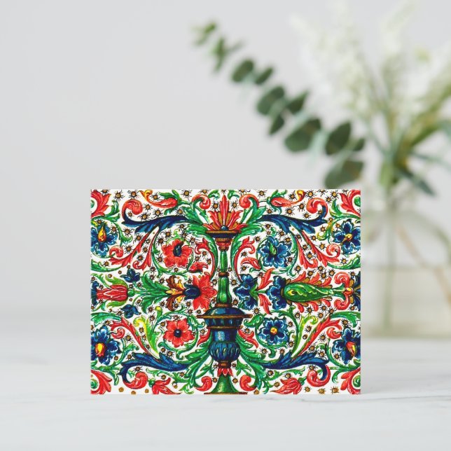 Postal Huellas Jewel Manuscript Medieval Flowlls Scrolls (Anverso de pie)