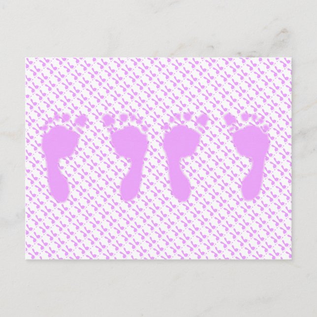 Postal Huellas para bebés (gemelas Chicas) (Anverso)