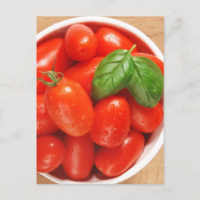 Postal huerto de tomates frescos (Anverso)