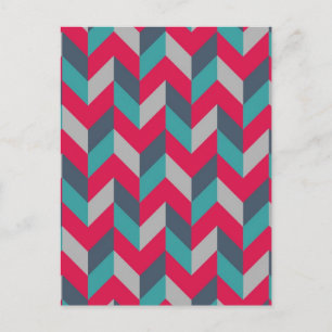Postal Hueso de arenisca Bandas geométricas Rojo Azul Gri