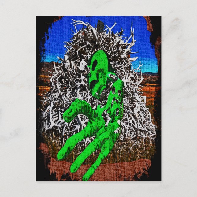 Postal Hueso esquelético de Halloween antadores dedos 3D (Anverso)