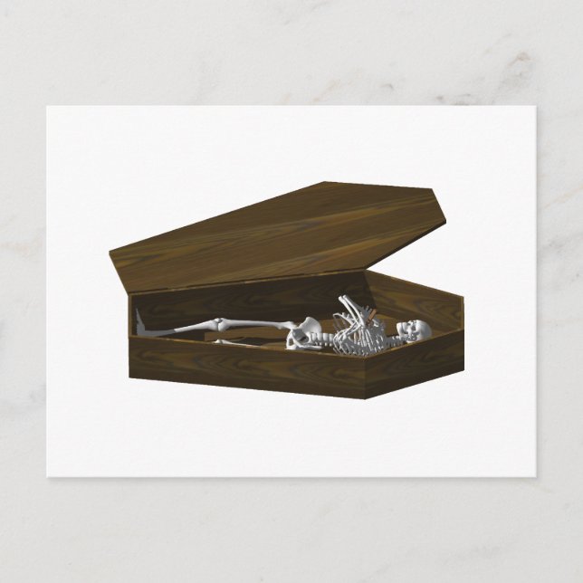 Postal Huesos en un ataúd: Halloween: (Anverso)