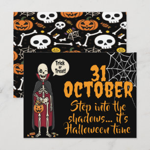 Postal Huesos espeluznantes y esqueletos para Halloween