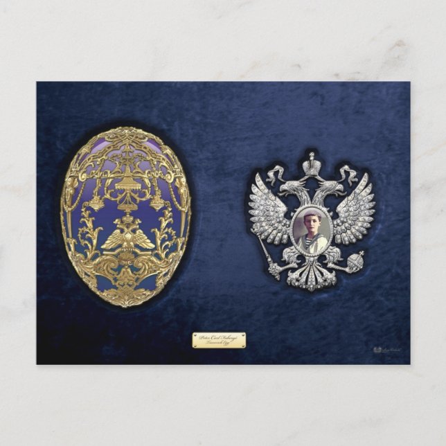 Postal Huevo de Faberge Tsarevich con sorpresa sobre terc (Anverso)