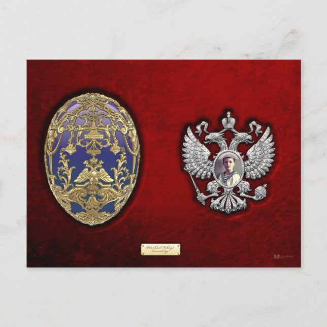 Postal Huevo de Faberge Tsarevich con sorpresa sobre terc (Anverso)