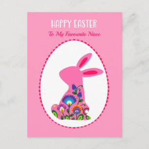 Postal Huevo de Pascua 🐰 con Personalizado rosa Bunny Pa