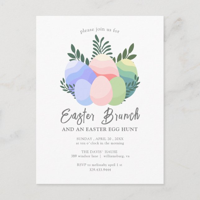 Postal Huevo de Pascua de Brunch de Pascua Invitado (Anverso)