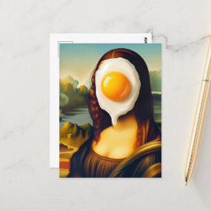 Postal Huevo divertida Mona Lisa en la cara
