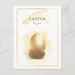 Postal Huevo dorado elegante  Lápiz de Pascua Feliz