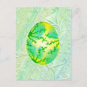 Postal Huevo pintado de verde y amarillo