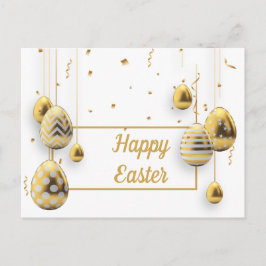 Postal Huevos blancos y dorados de Pascua