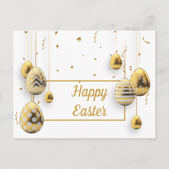Postal Huevos blancos y dorados de Pascua (Anverso)