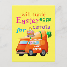 Postal Huevos coloridos de Pascua para autobús de conejit