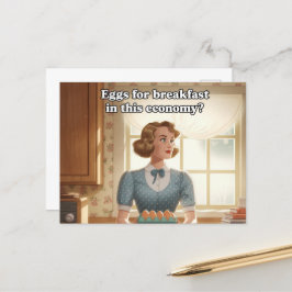 Postal Huevos de cocina retro para el desayuno en esta ec