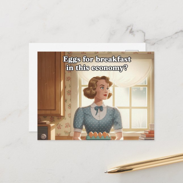 Postal Huevos de cocina retro para el desayuno en esta ec (Anverso/Reverso In Situ)