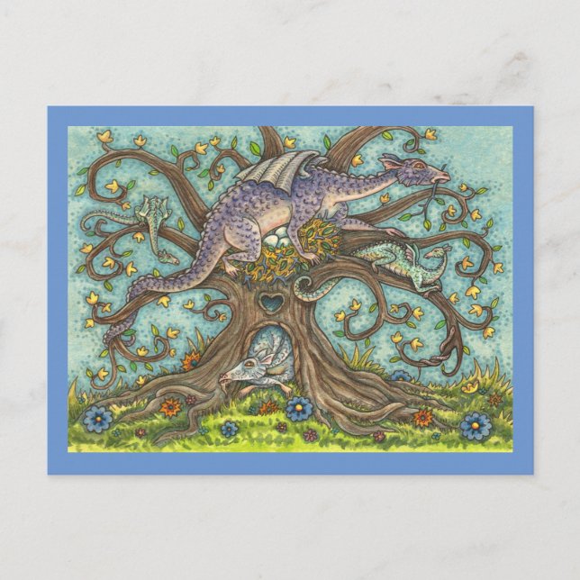 POSTAL HUEVOS DE DRAGÓN, LARGO MEDIEVAL, FANTASY FOLK ART (Anverso)