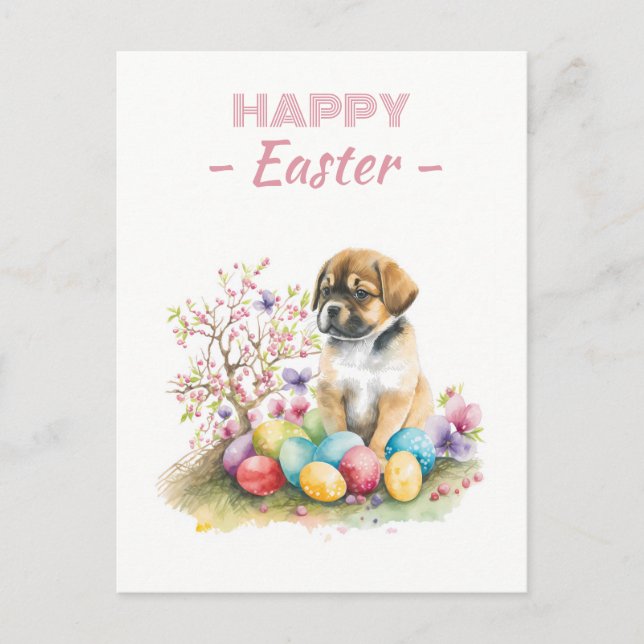 Postal Huevos de Pascua acuícolas Florecimiento de cerezo (Anverso)