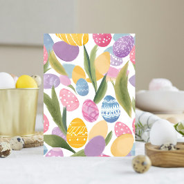 Postal Huevos de Pascua coloridos | Color de agua de boni