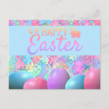 Huevos de Pascua Coloridos Felices sobre Fondo de
