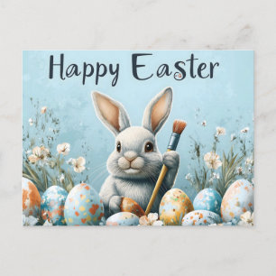 Postal Huevos de pintura de conejitos de Pascua: Arte de 