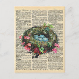 Postal Huevos de Robin azul en el arte de un diccionario 