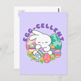 Postal Huevos de Semana Santa y Conejo Sonriente - Primav