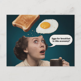 Postal Huevos para el desayuno, economía Mujer Café Surre