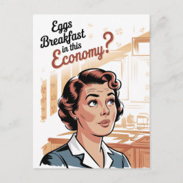 Postal Huevos para el desayuno en esta economía Mujer Ret