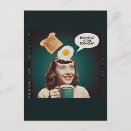 Postal Huevos para el desayuno en esta economía Mujer Ret