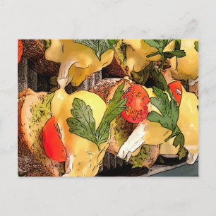 Postal Huevos pochados con aguacate en tostada