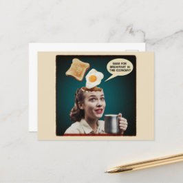 Postal Huevos surrealistas para el desayuno, en esta econ