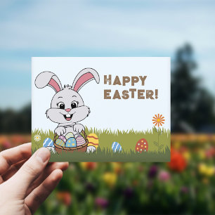 Postal Huevos y conejo - Feliz Pascua