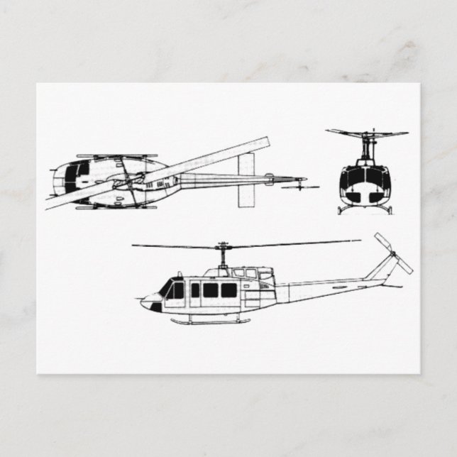 Postal Huey Blueprint UH1 (Iriquois) (Anverso)