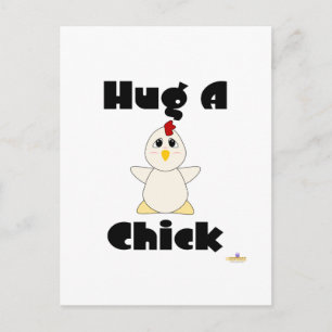 Postal Hugable Pollo Blanco Abrazo Una Patata