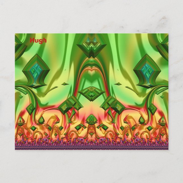 Postal HUGH ~ Patrón de diseño 3D ~ Colores de Navidad ~  (Anverso)