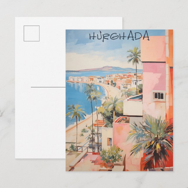 Postal Hugharda Egypt Travel City Painting Aesthetic (Anverso / Reverso)