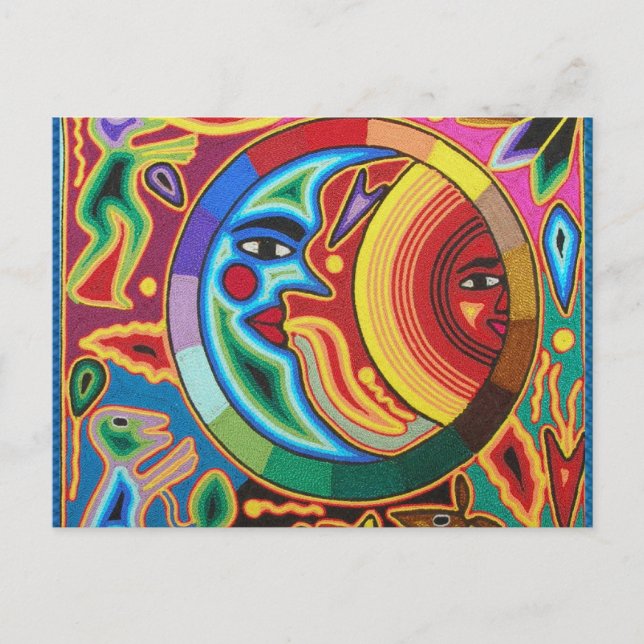 Postal Huichol String Art de México (Anverso)