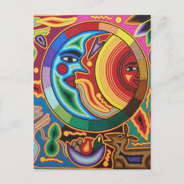 Postal Huichol String Art de México (Anverso)