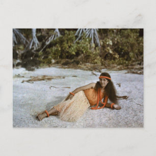Postal Hula Wahine / Hula Chica c.1909 Autocromo
